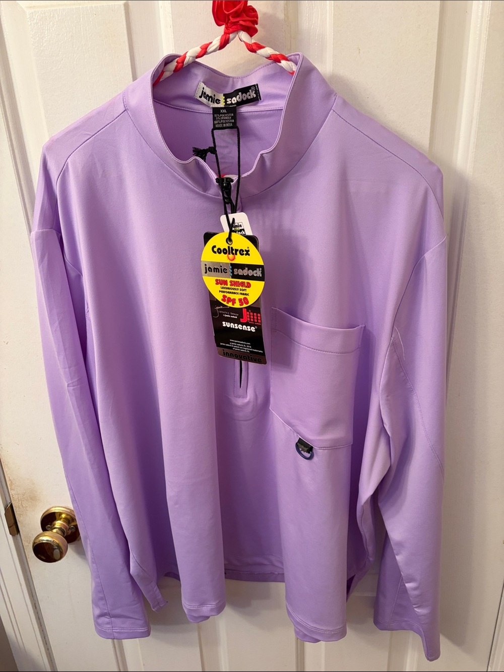 New! jamie sadock Lavender Long-Sleeve Half zip Golf Shirt
